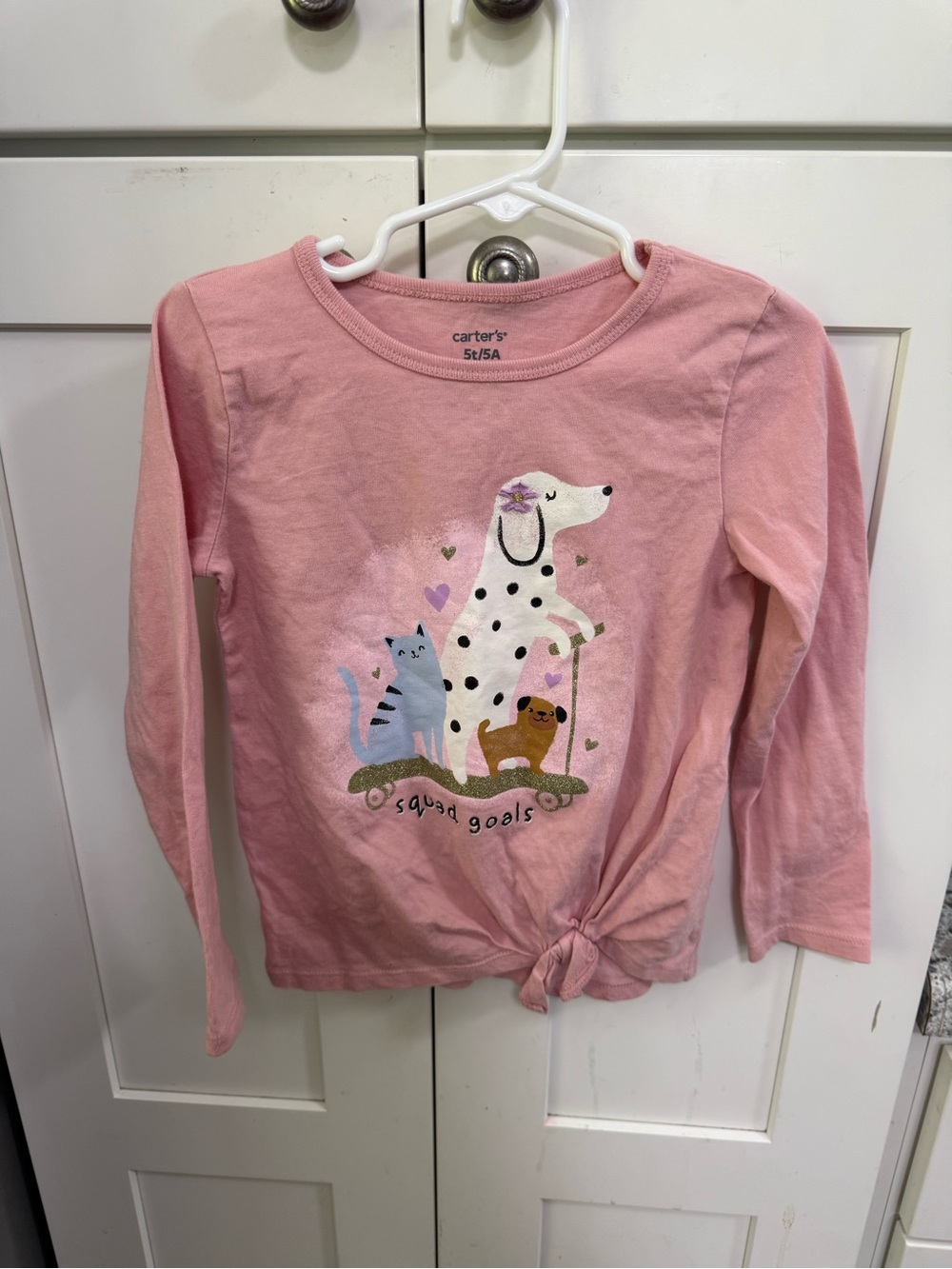 Carter's Pink 'Squad Goals' Knot-Front Long Sleeve Tee for Girls